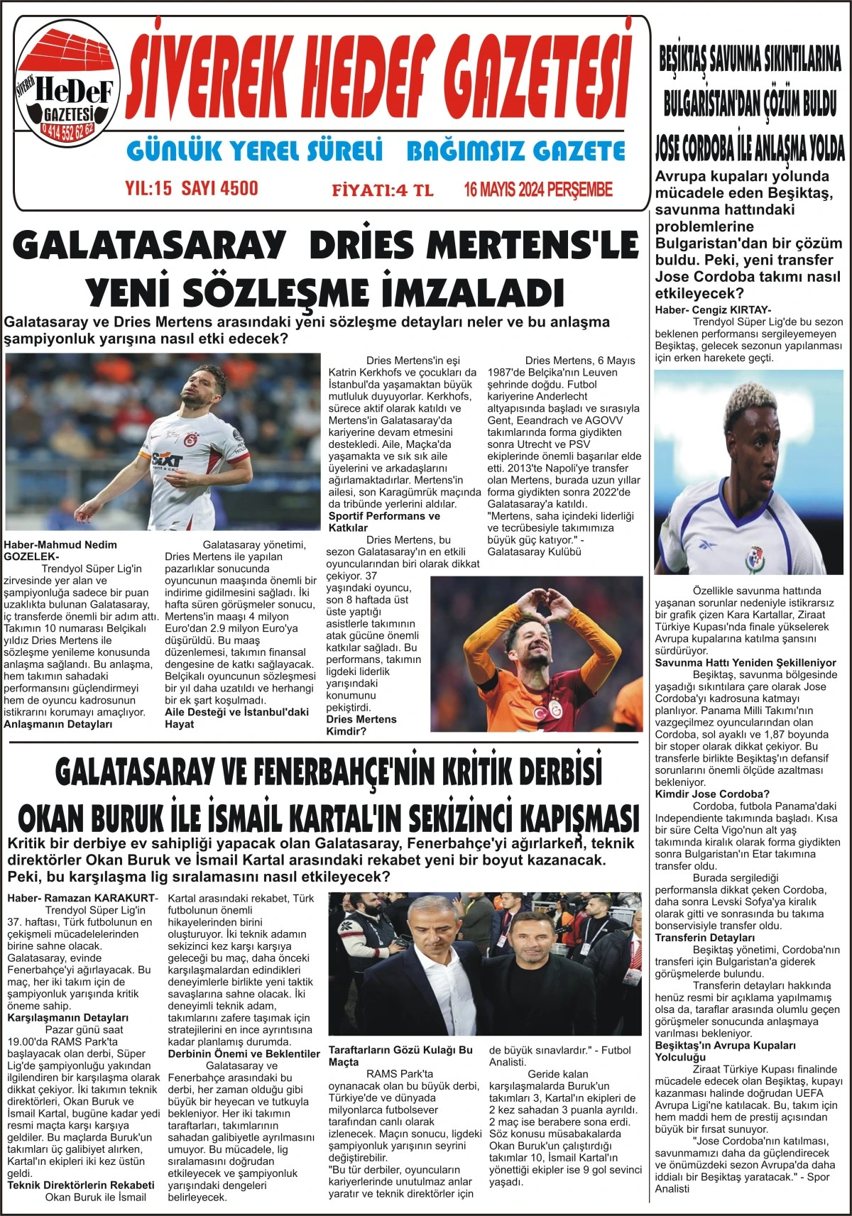 16.05.2024 Tarihli Gazetemiz