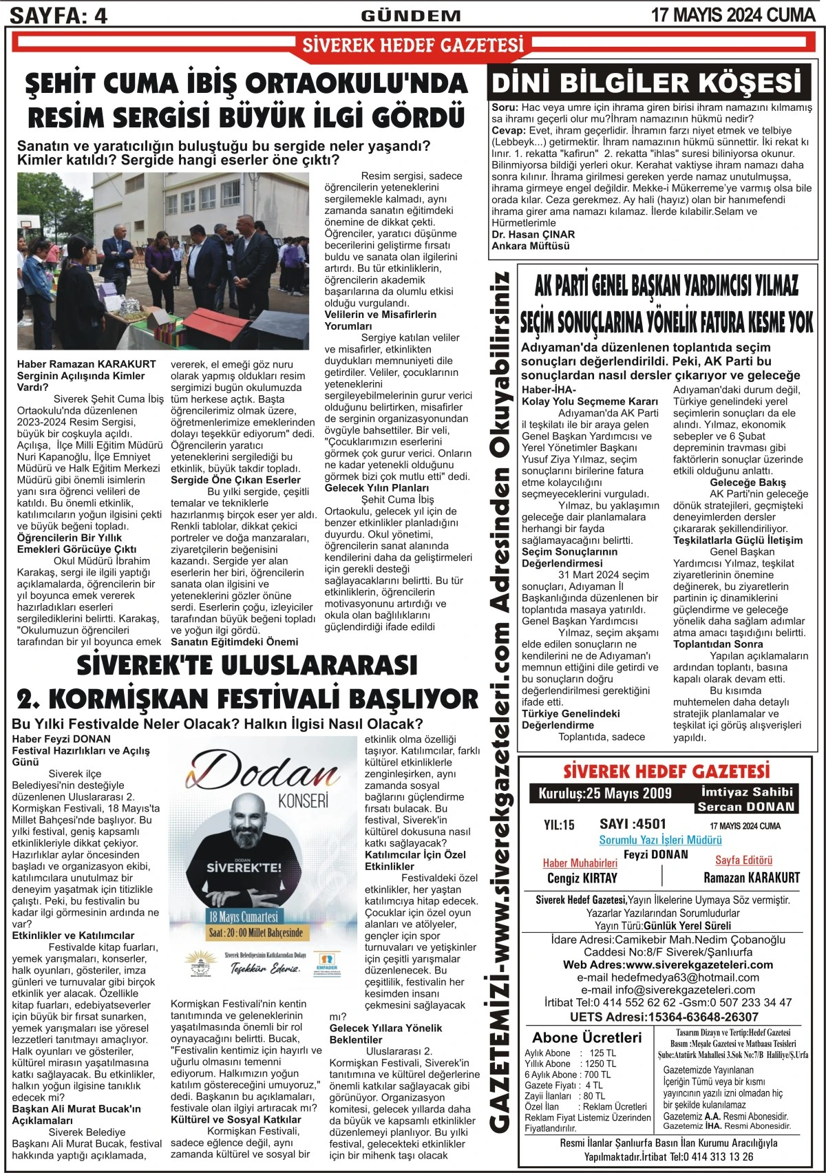 17.05.2024 Tarihli Gazetemiz