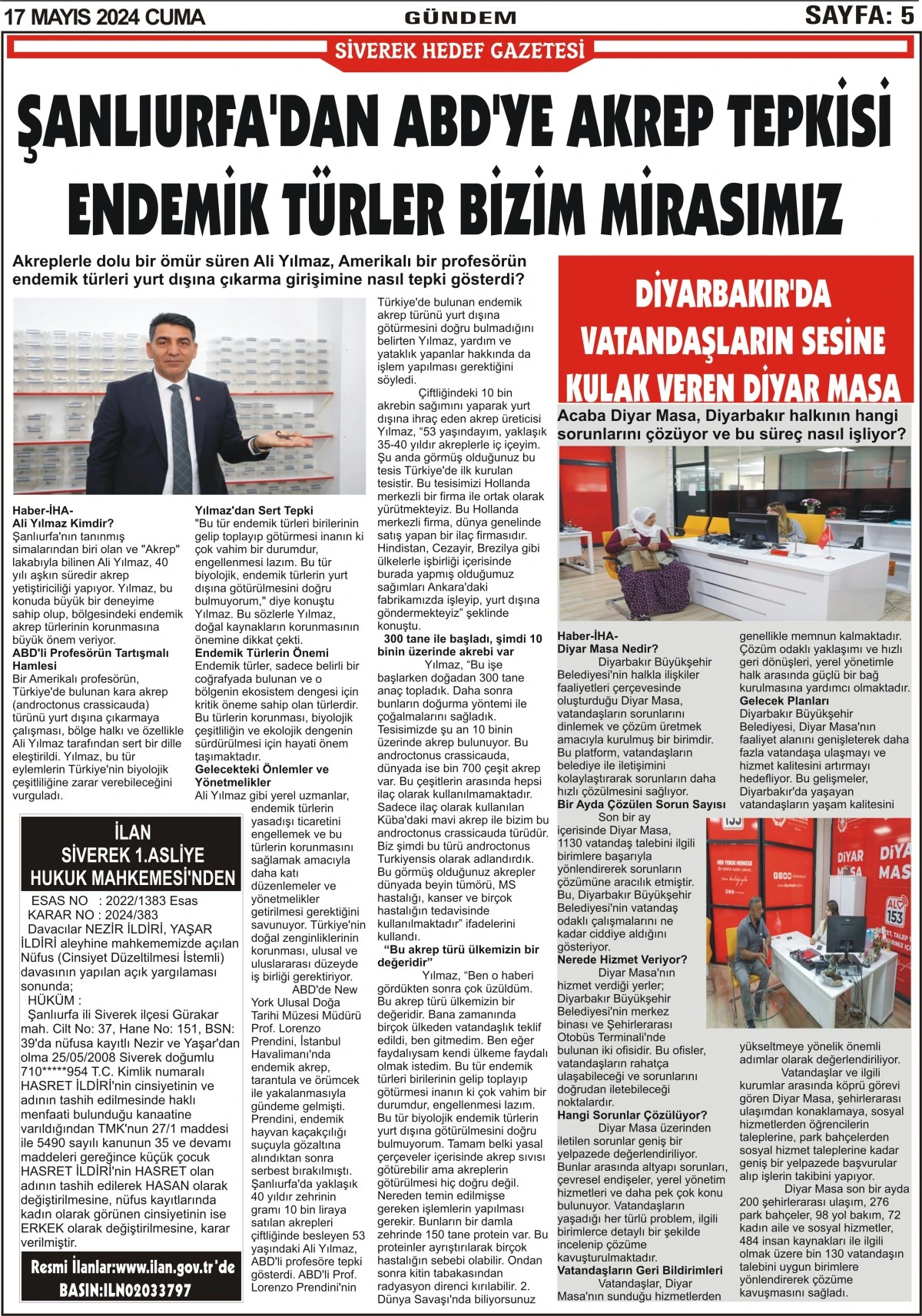 17.05.2024 Tarihli Gazetemiz