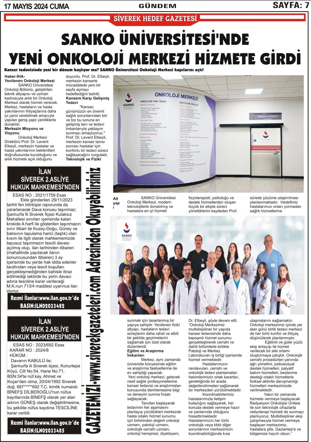 17.05.2024 Tarihli Gazetemiz