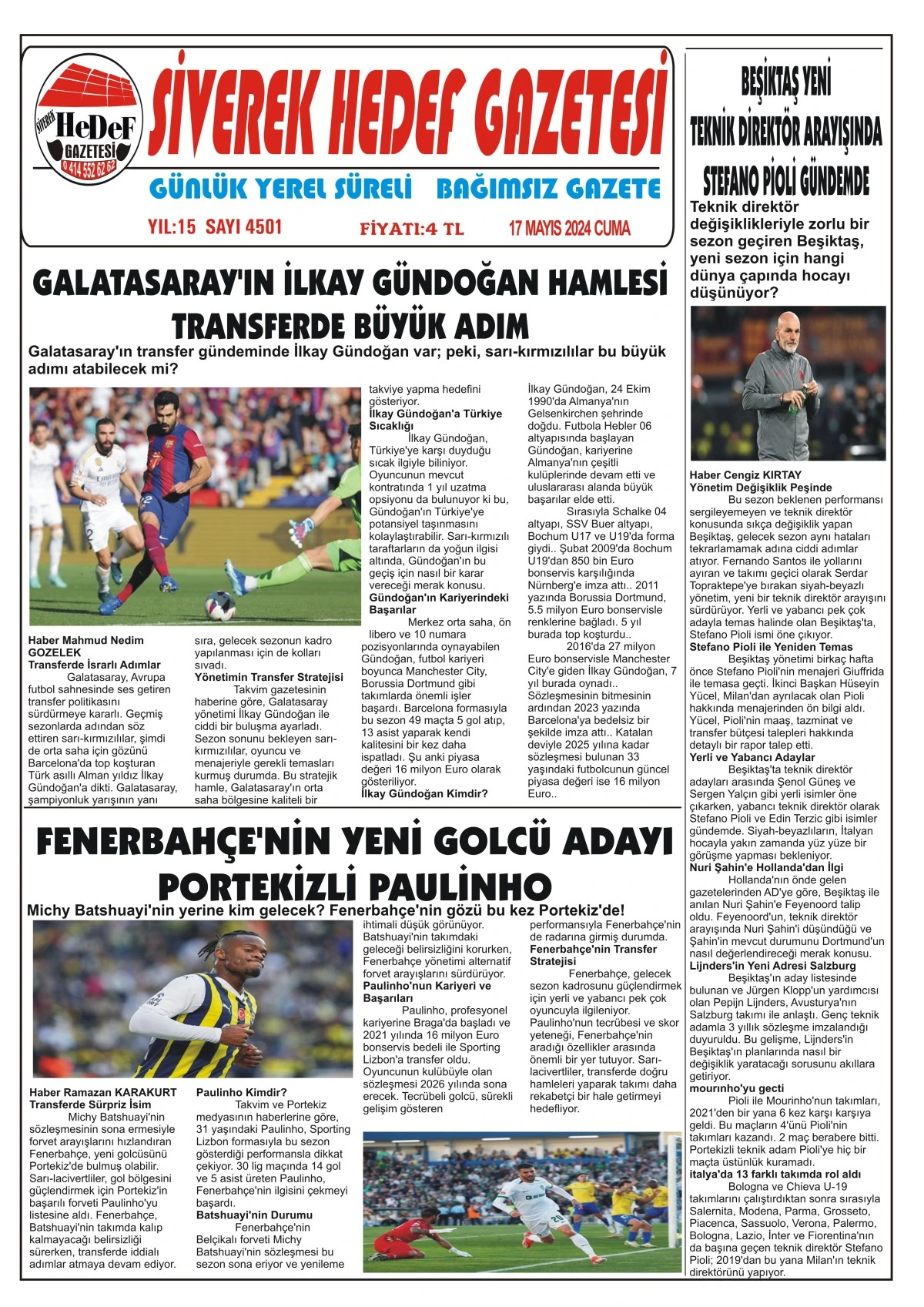 17.05.2024 Tarihli Gazetemiz