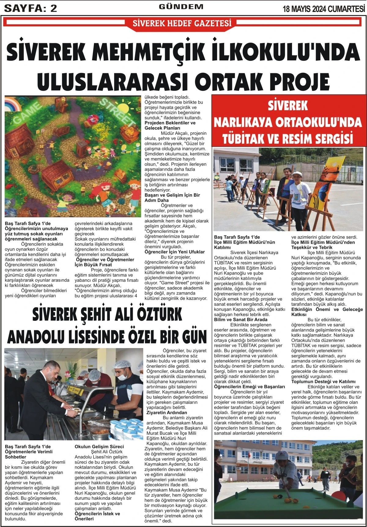 18.05.2024 Tarihli Gazetemiz