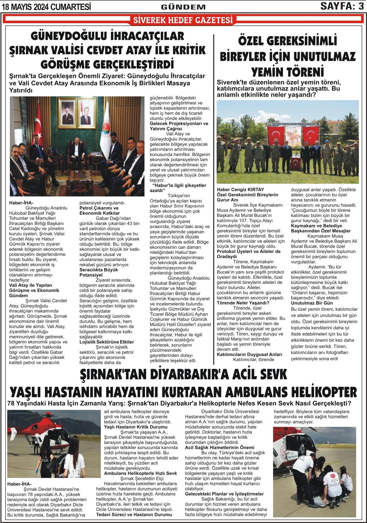 18.05.2024 Tarihli Gazetemiz