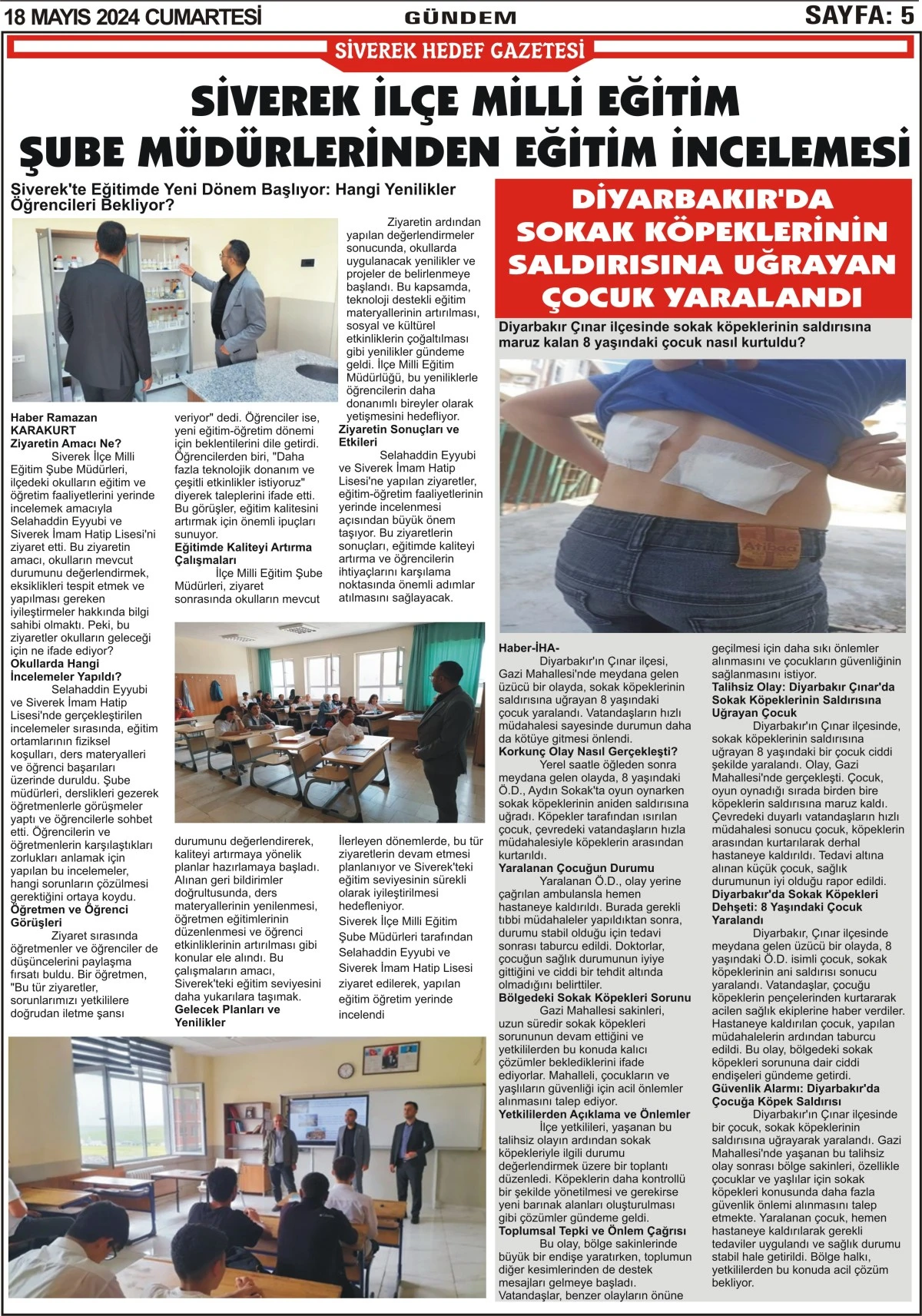 18.05.2024 Tarihli Gazetemiz