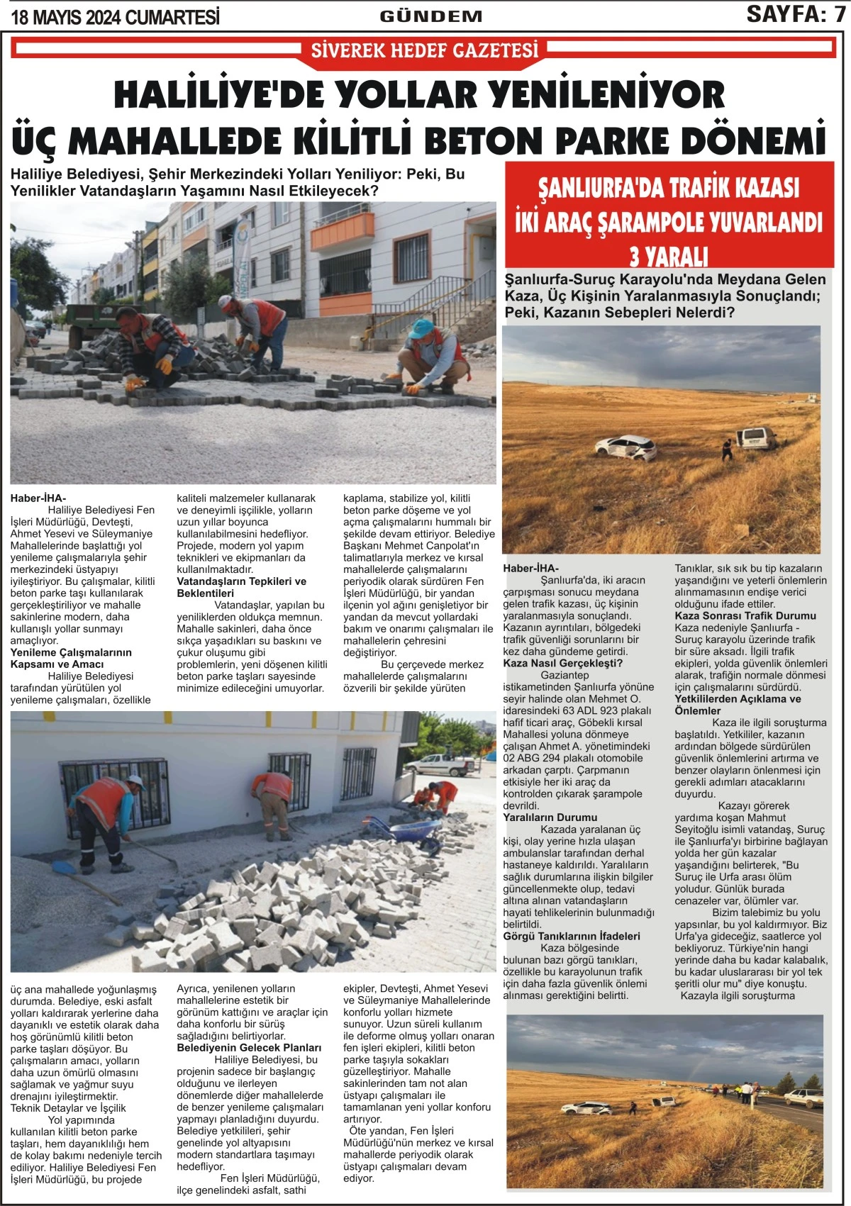 18.05.2024 Tarihli Gazetemiz