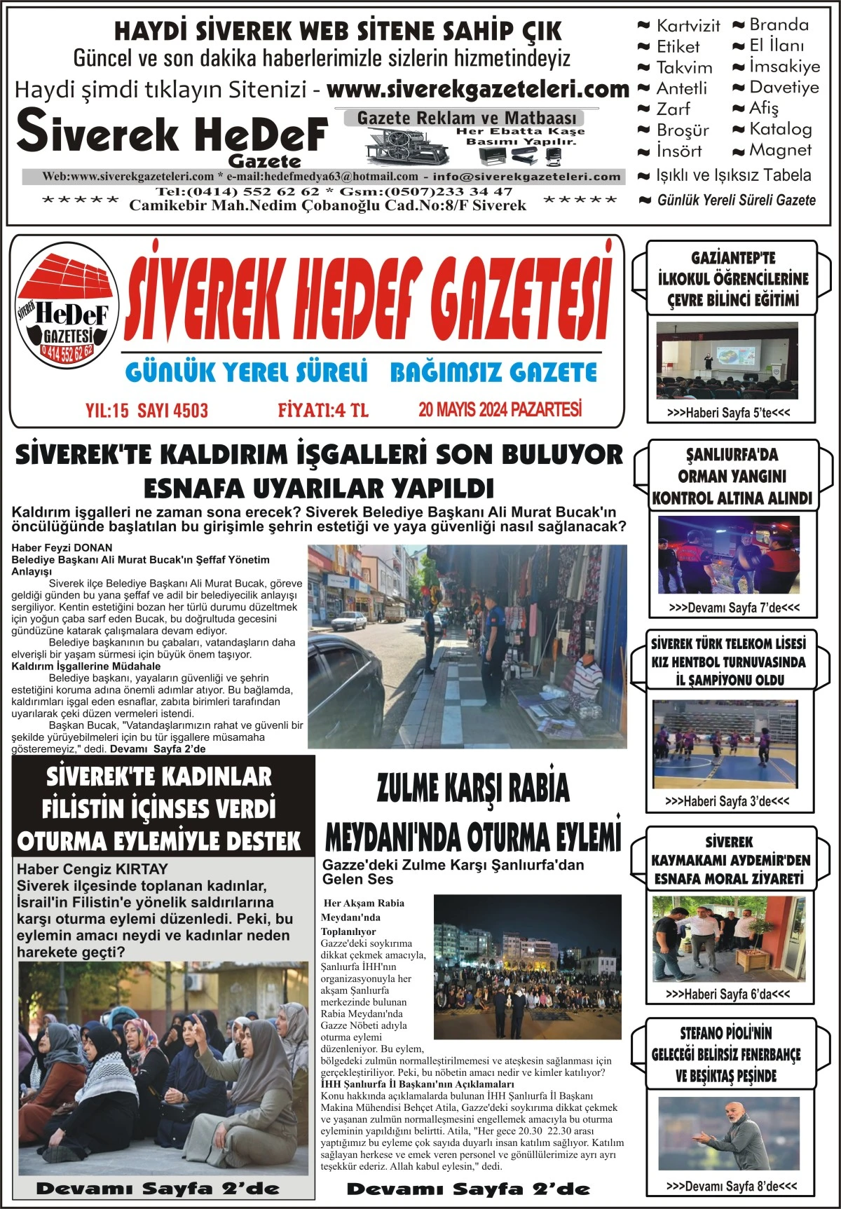 20.05.2024 Tarihli Gazetemiz