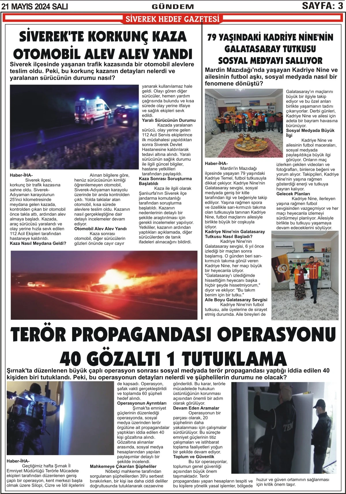 21.05.2024 Tarihli Gazetemiz