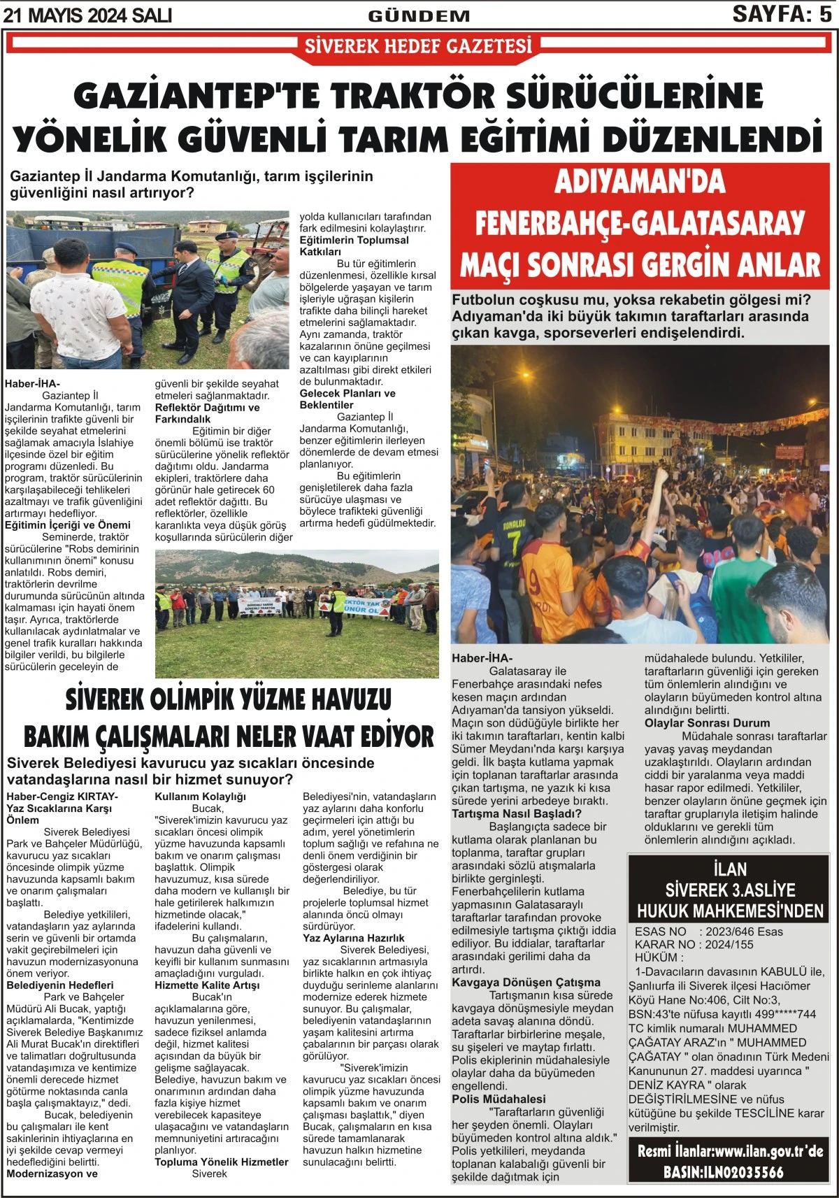 21.05.2024 Tarihli Gazetemiz