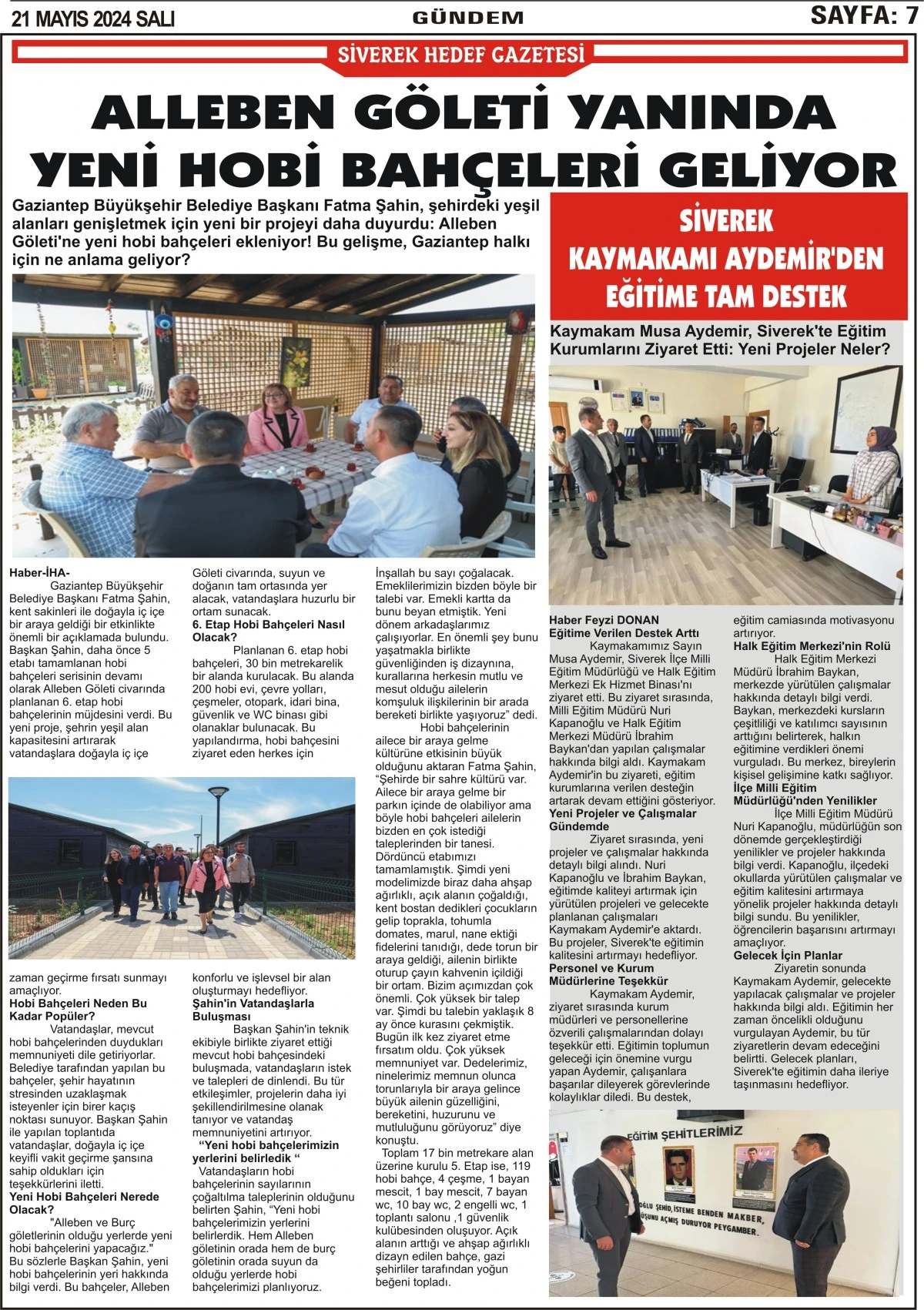 21.05.2024 Tarihli Gazetemiz