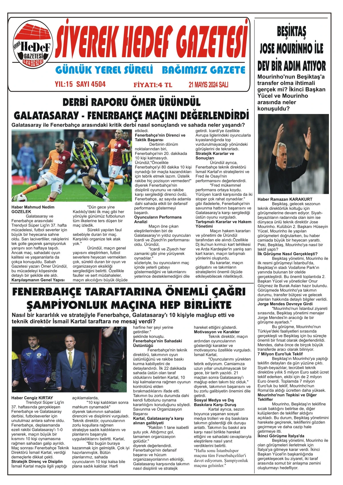 21.05.2024 Tarihli Gazetemiz