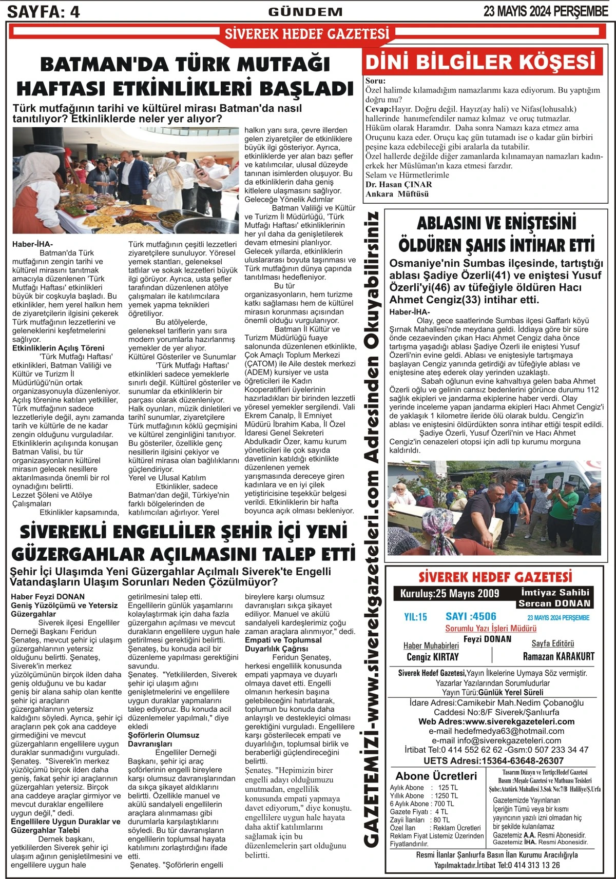23.05.2024 Tarihli Gazetemiz 