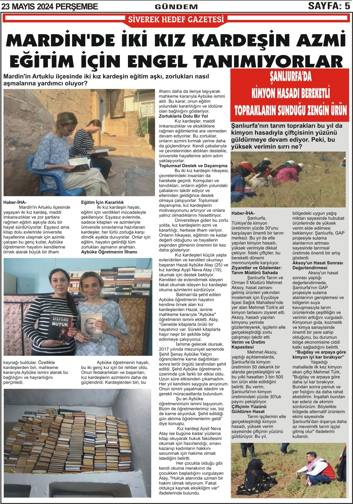 23.05.2024 Tarihli Gazetemiz 