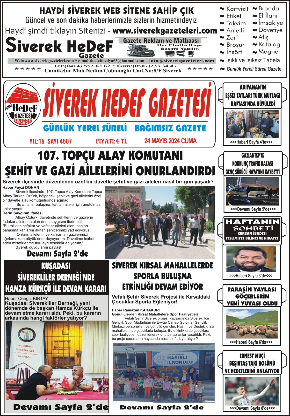 24.05.2024 Tarihli Gazetemiz