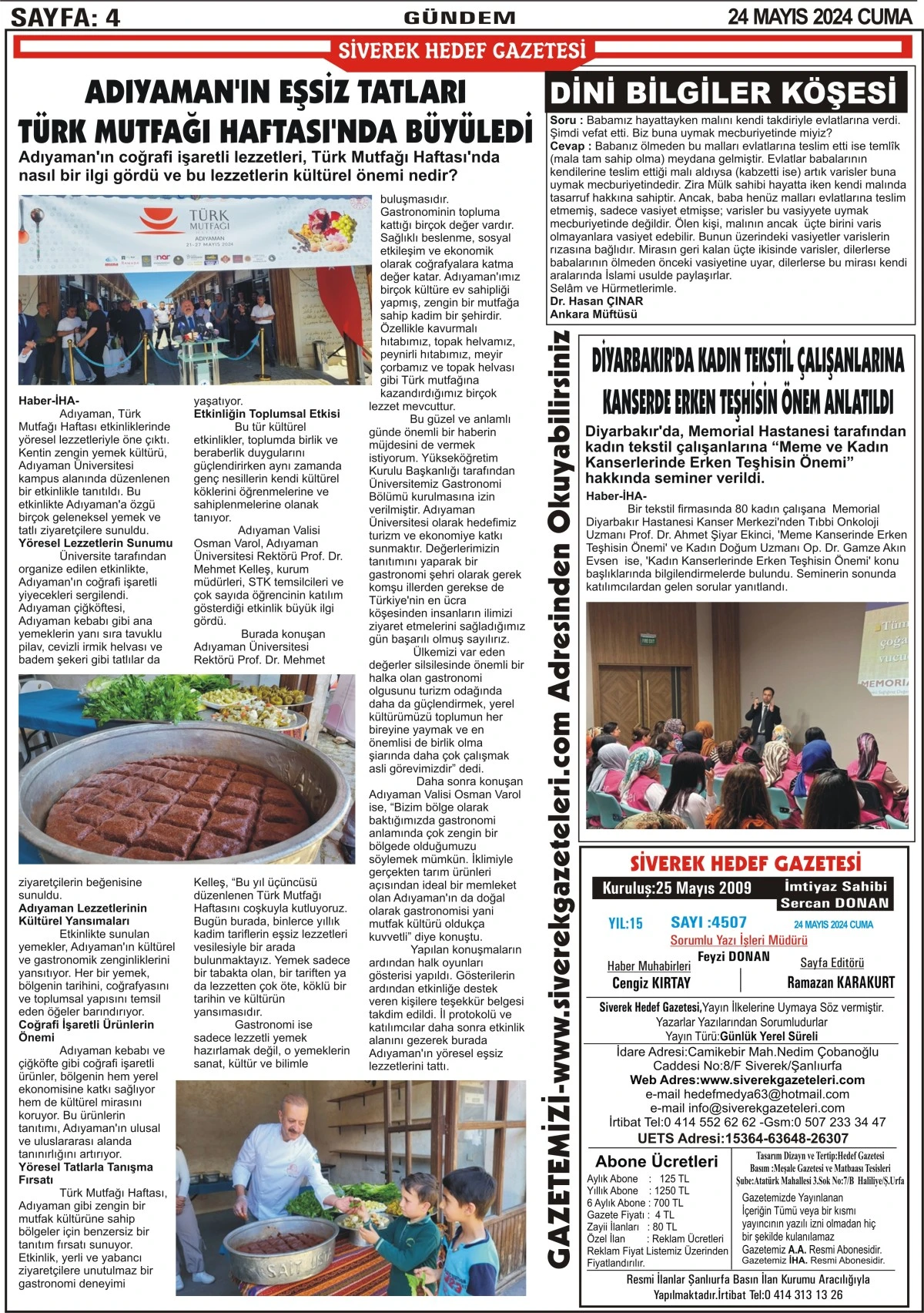24.05.2024 Tarihli Gazetemiz