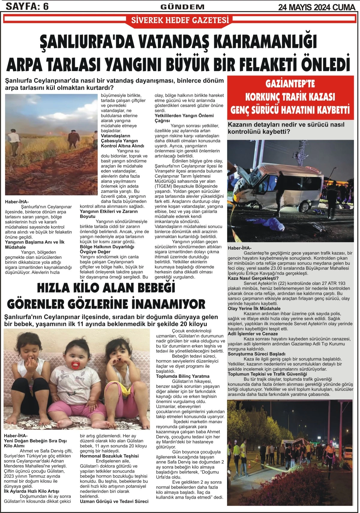 24.05.2024 Tarihli Gazetemiz