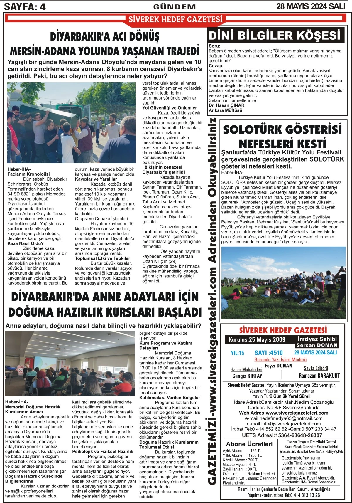 28.05.2024 Tarihli Gazetemiz