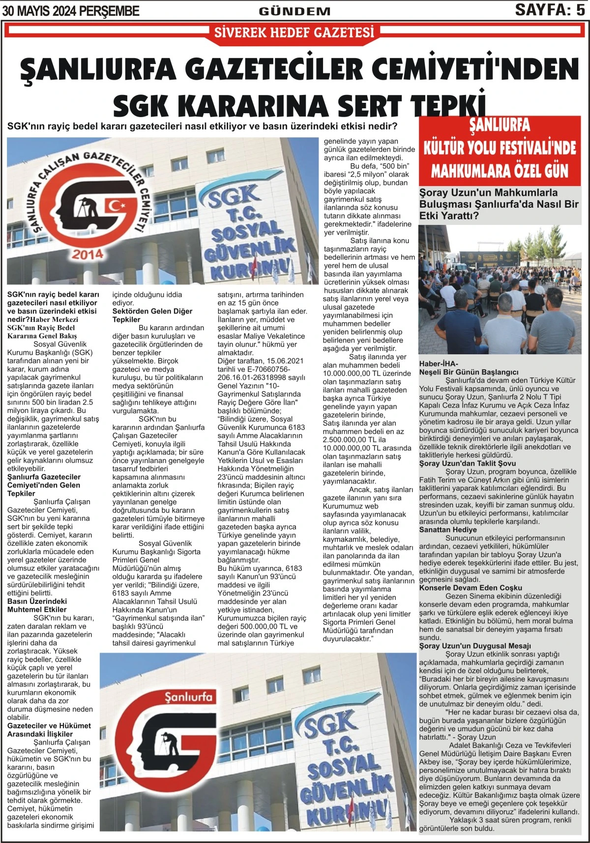 30.05.2024 Tarihli Gazetemiz