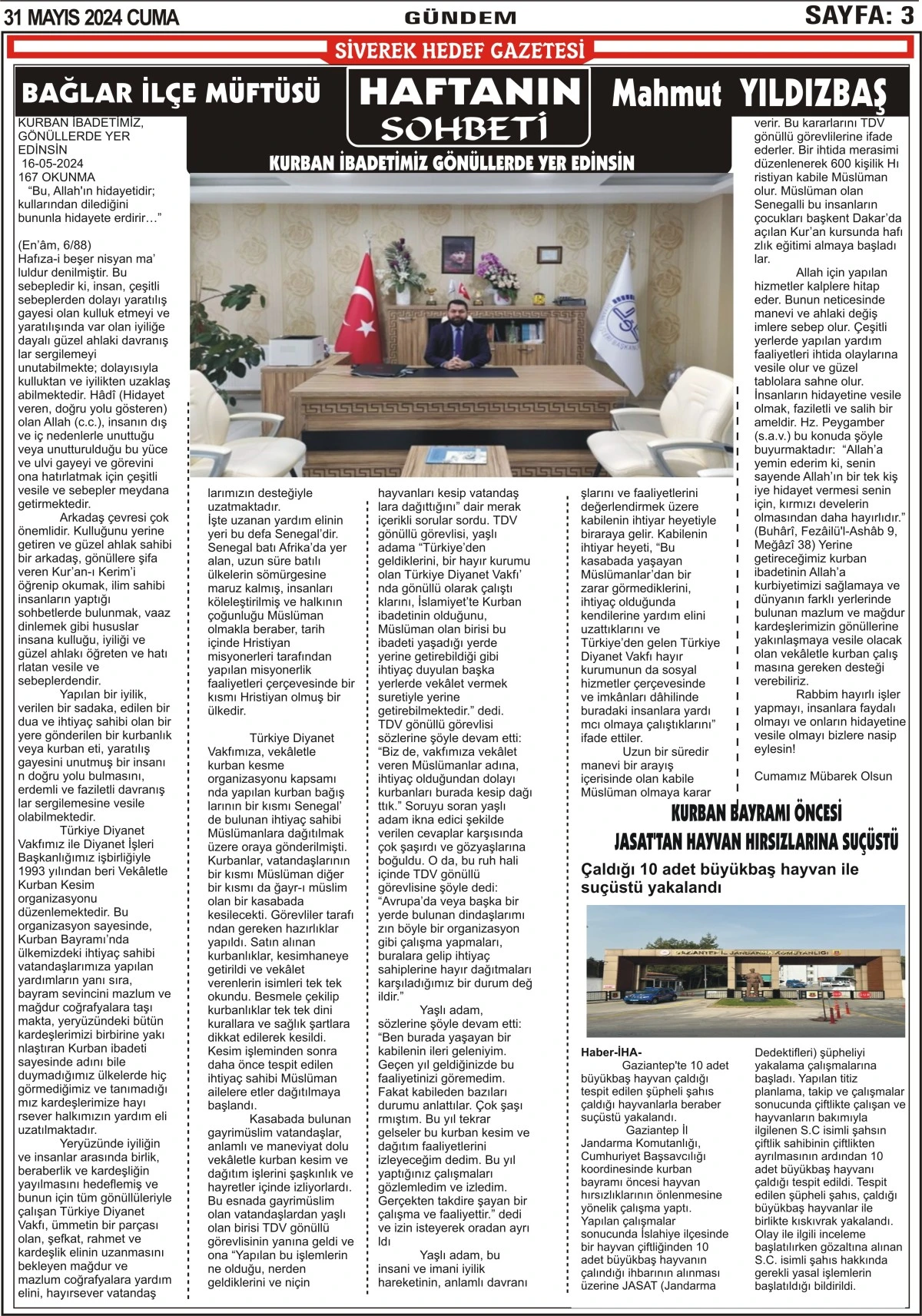 31.05.2024 Tarihli Gazetemiz