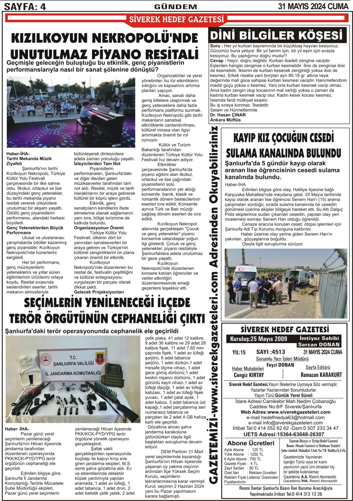 31.05.2024 Tarihli Gazetemiz