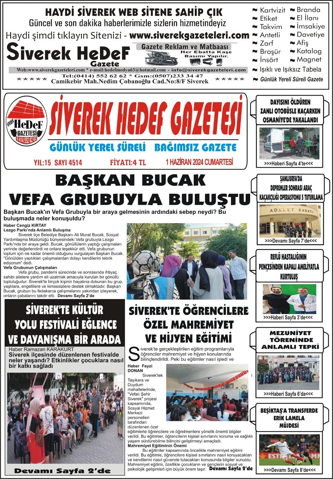 01.06.2024 Tarihli Gazetemiz