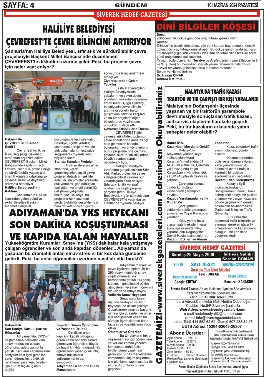 10.06.2024 Tarihli  Gazetemiz