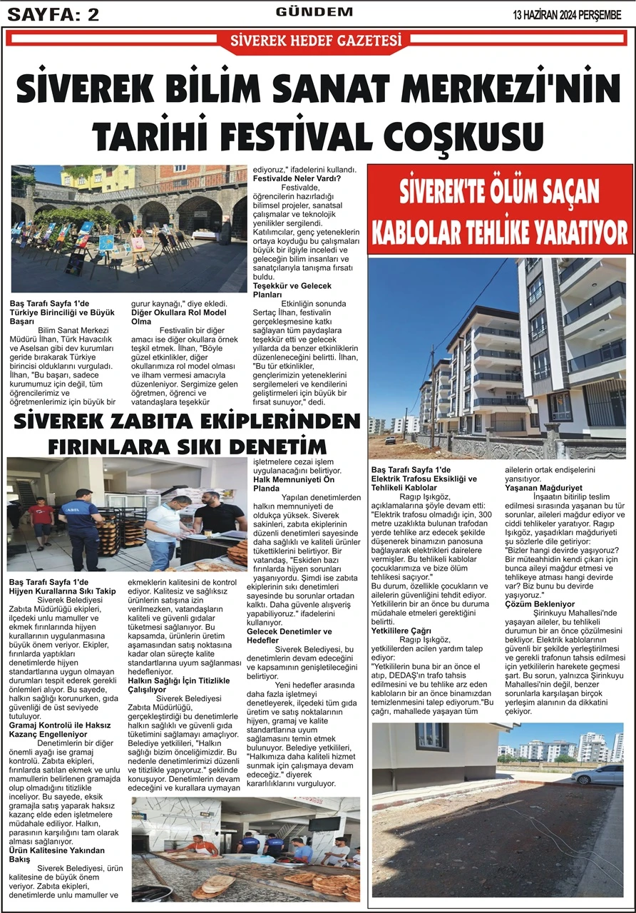 13.06.2024 Tarihli Gazetemiz