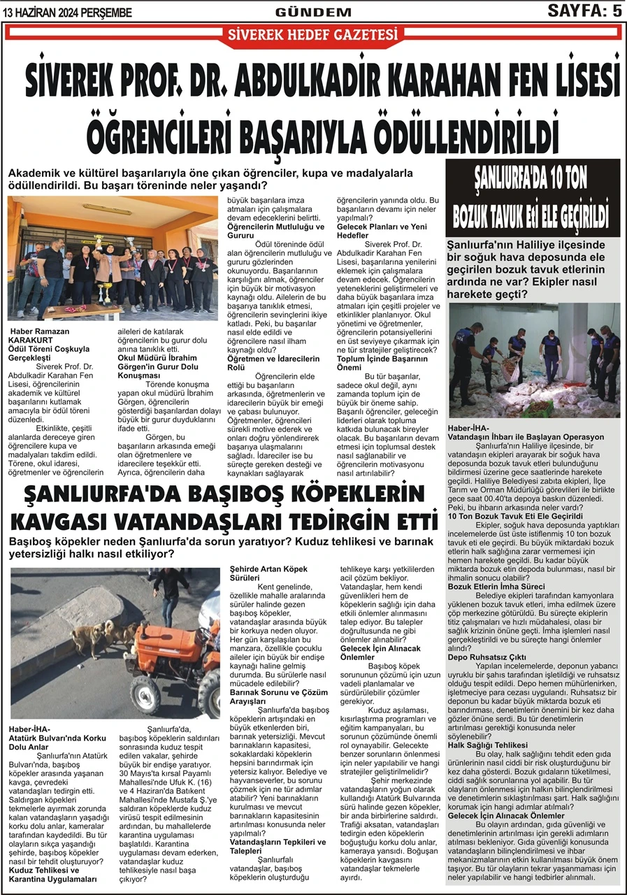 13.06.2024 Tarihli Gazetemiz