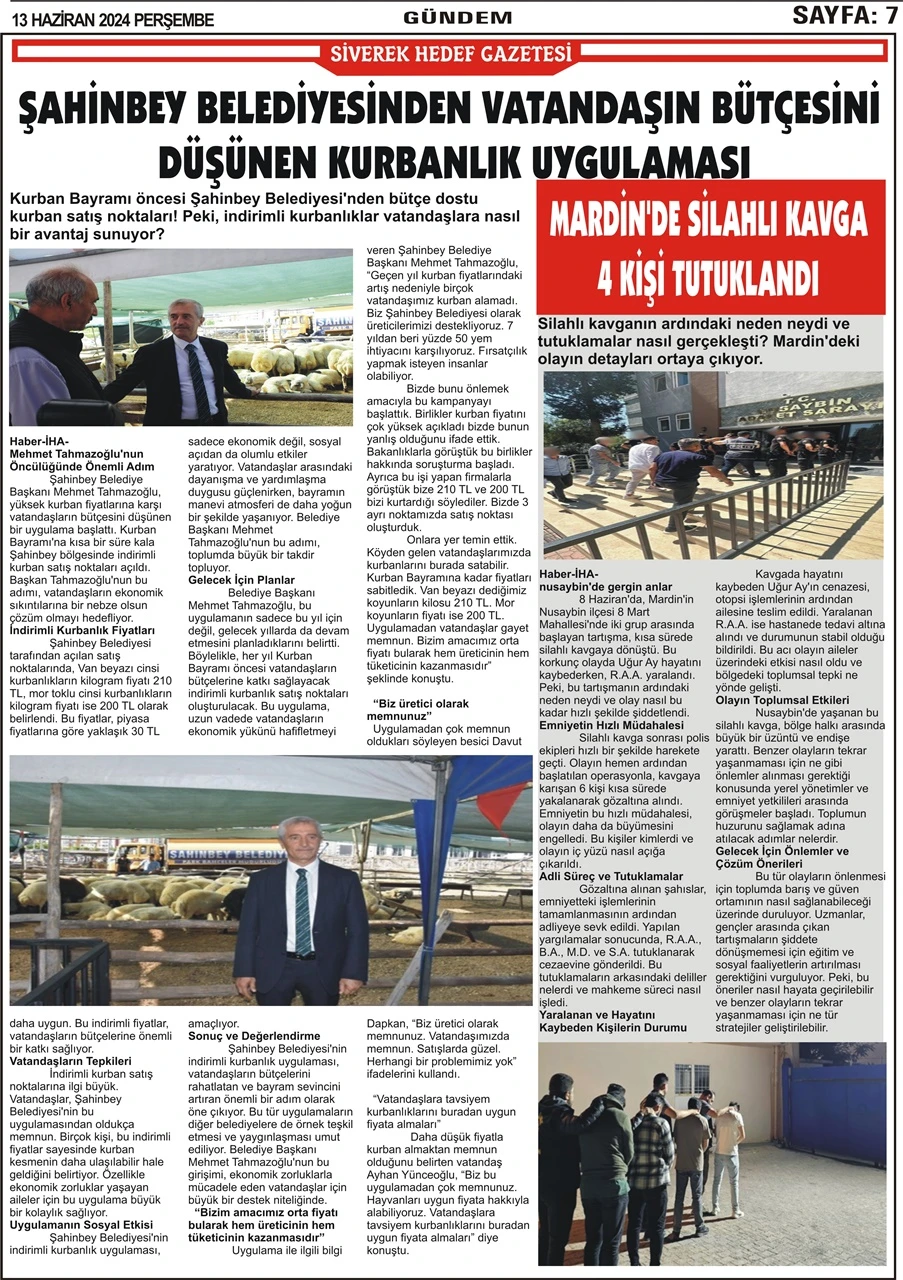 13.06.2024 Tarihli Gazetemiz