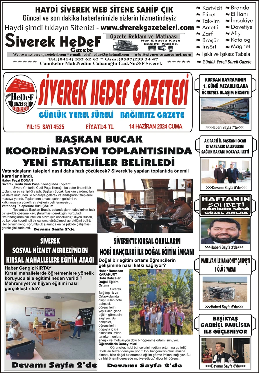 14.06.2024 Tarihli Gazetemiz