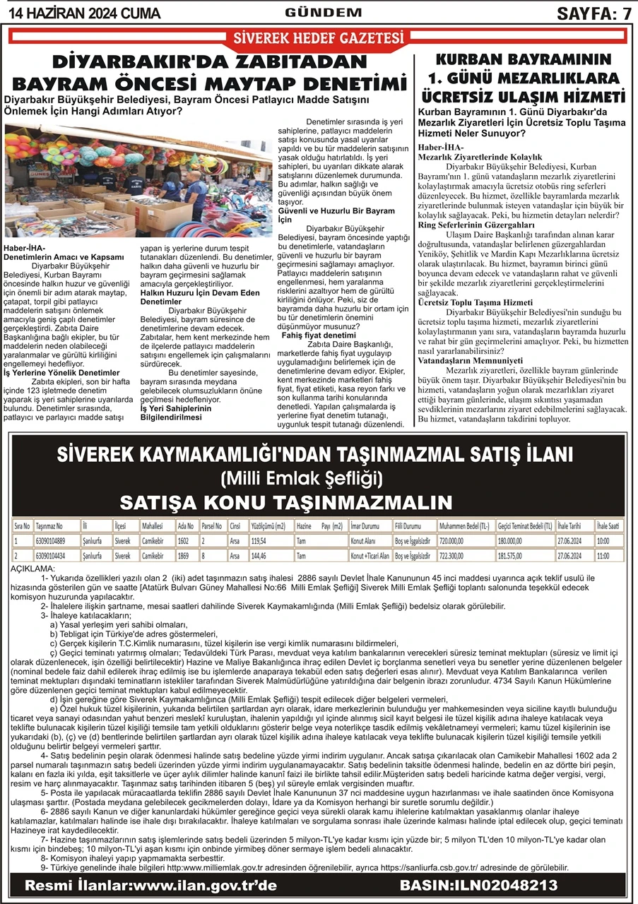14.06.2024 Tarihli Gazetemiz