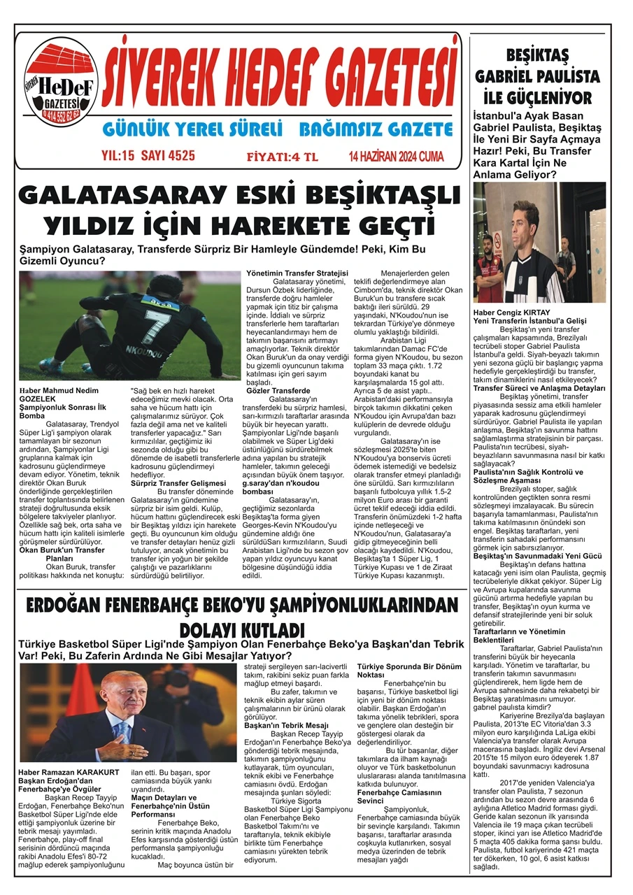 14.06.2024 Tarihli Gazetemiz
