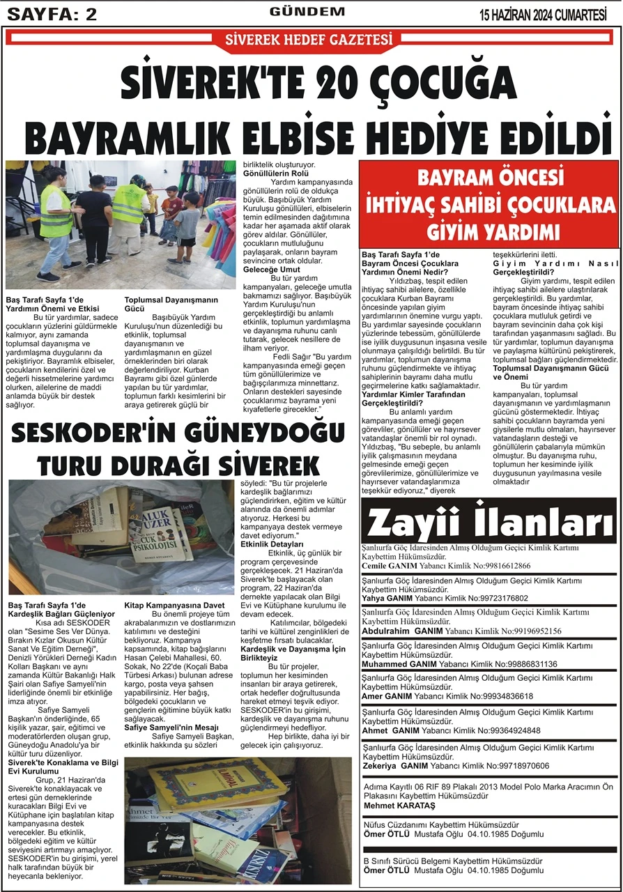 15.06.2024 Tarihli Gazetemiz