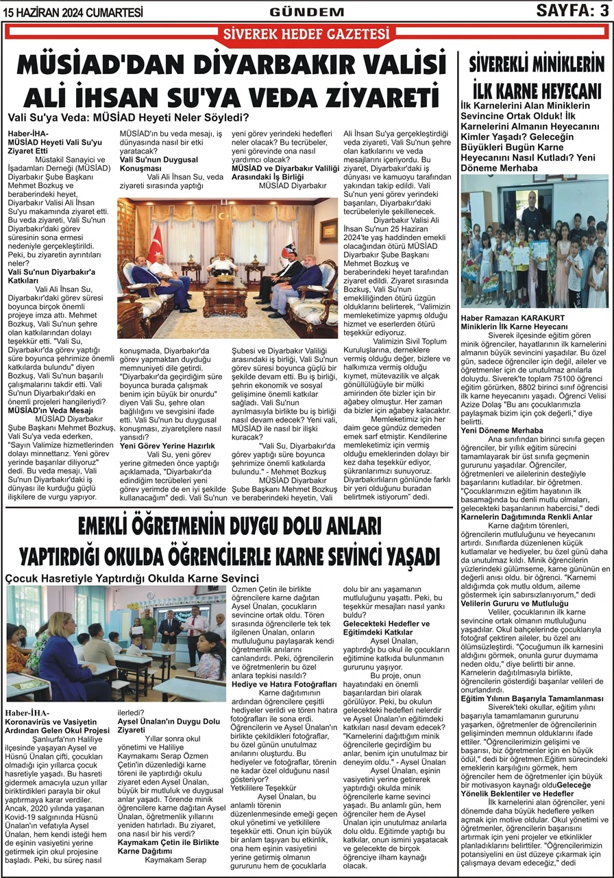 15.06.2024 Tarihli Gazetemiz