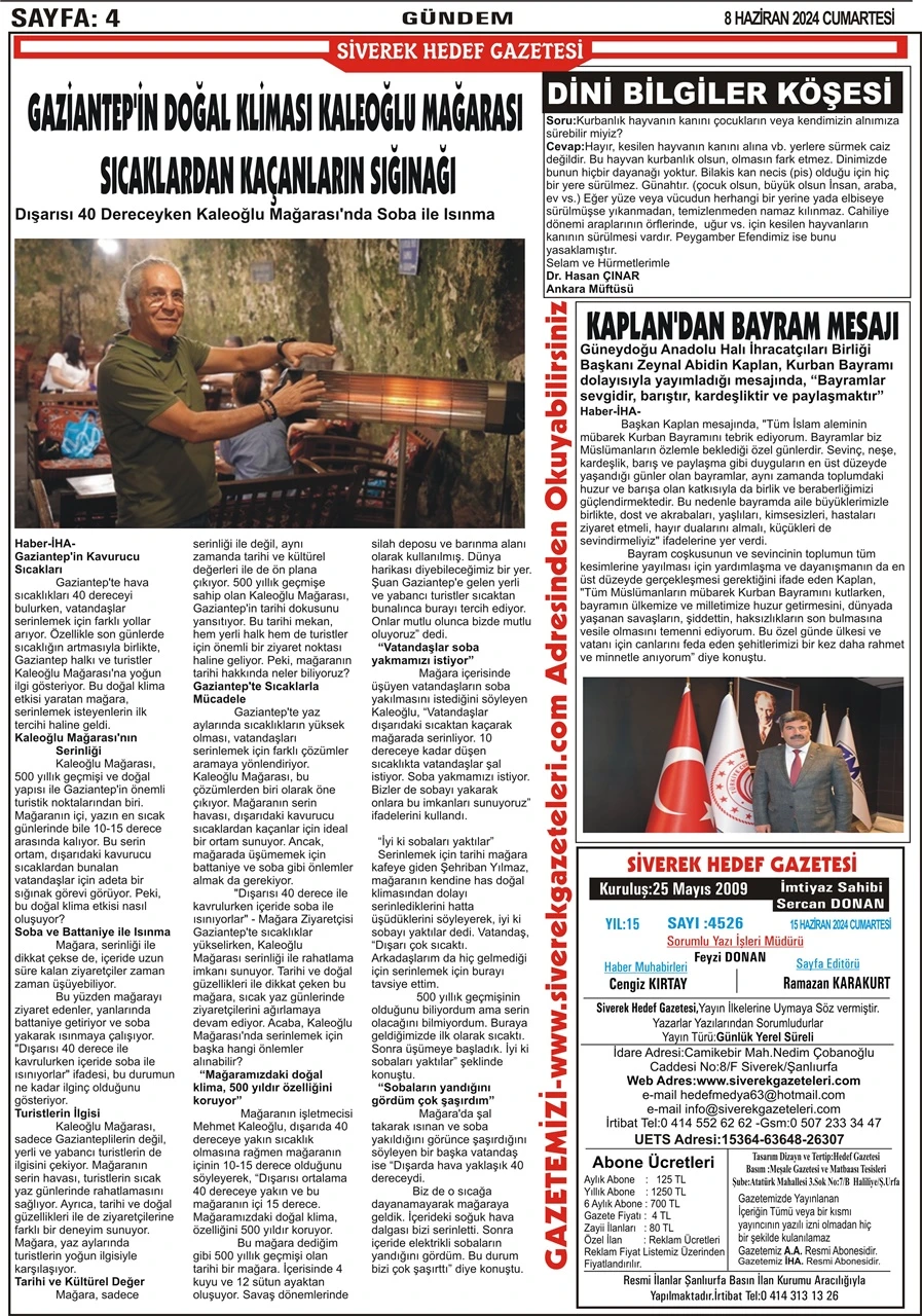 15.06.2024 Tarihli Gazetemiz