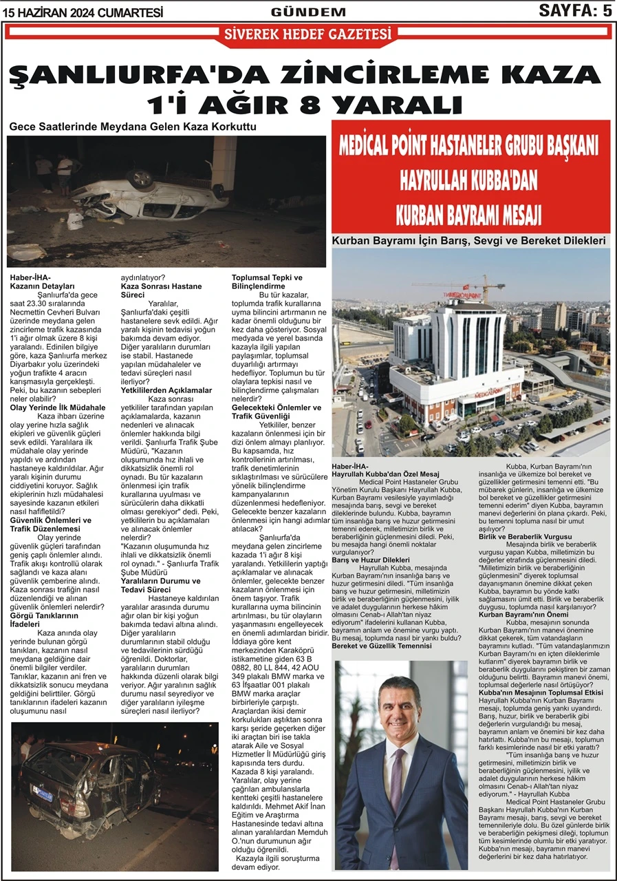 15.06.2024 Tarihli Gazetemiz