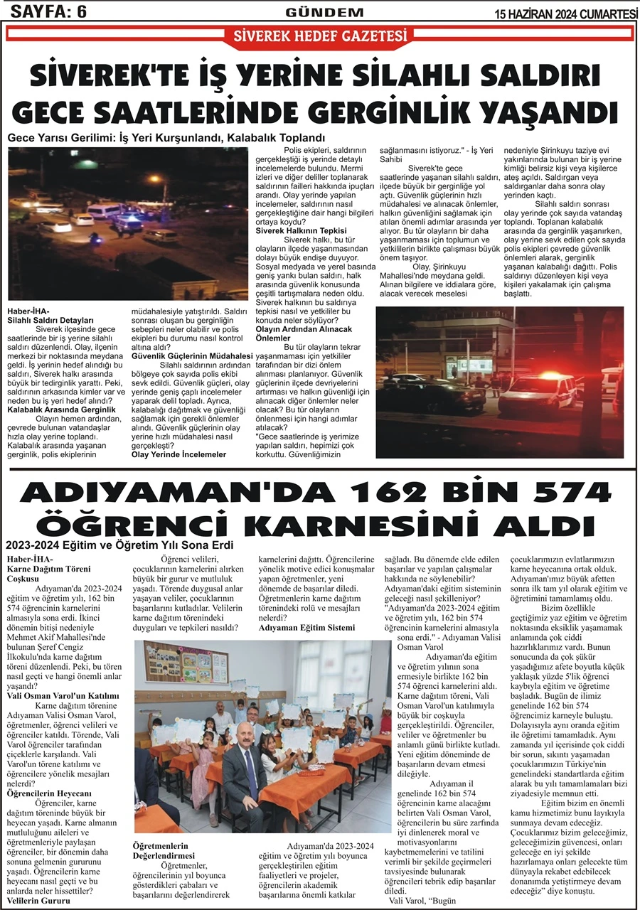 15.06.2024 Tarihli Gazetemiz