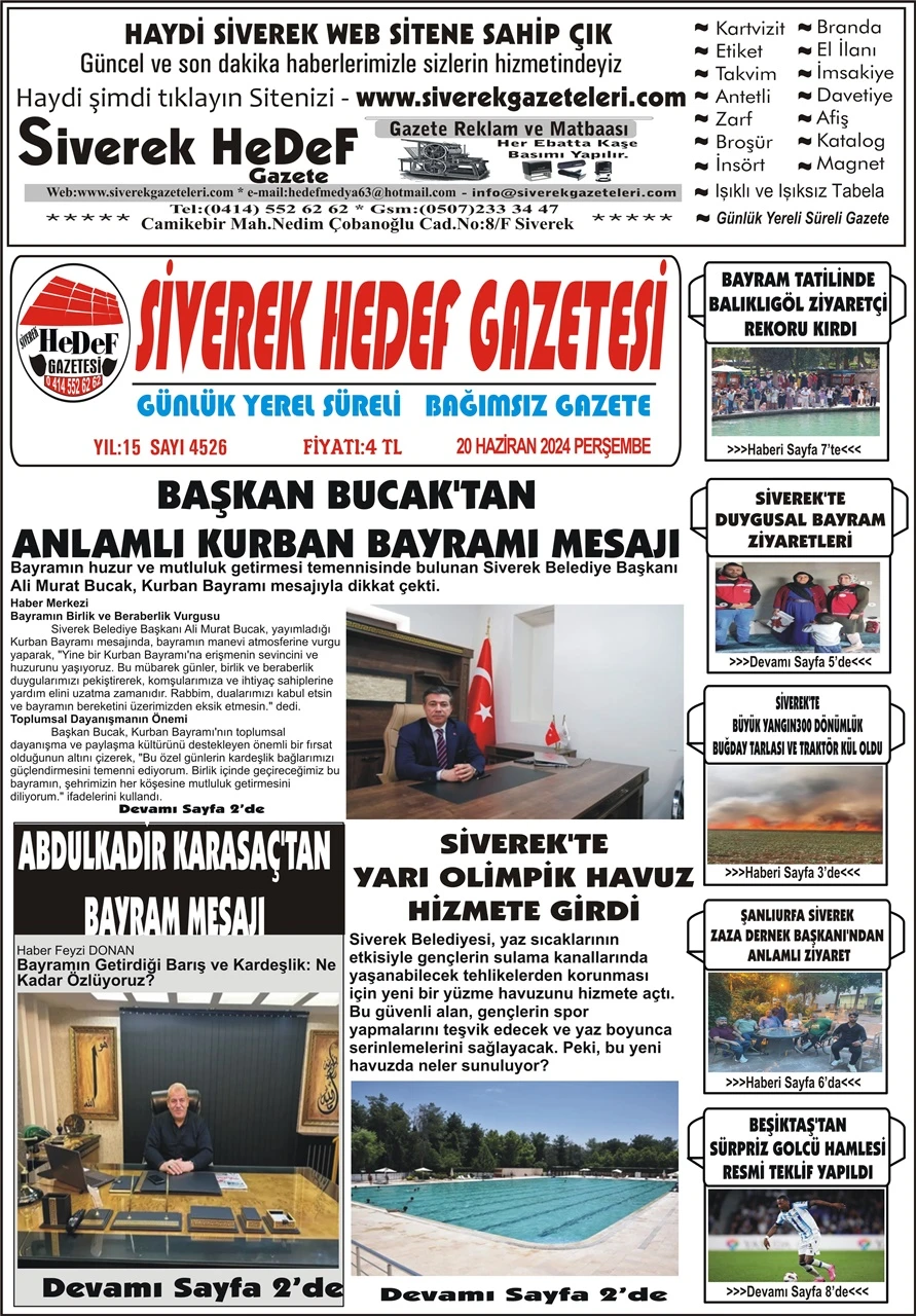 20.06.2024 Tarihli   Gazetemiz