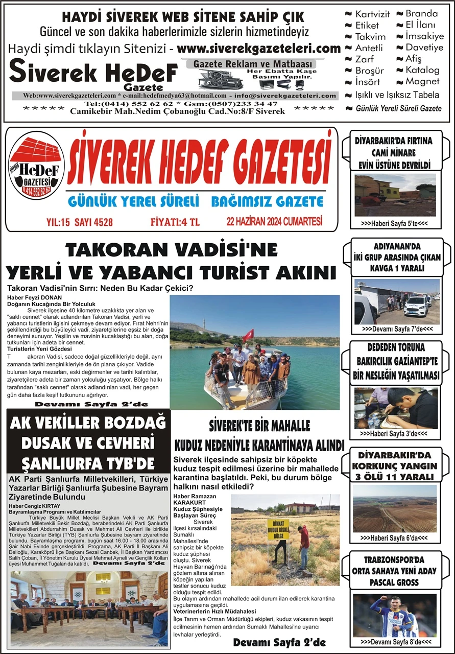 22.06.2024 Tarihli Gazetemiz