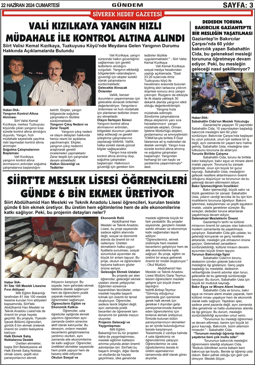 22.06.2024 Tarihli Gazetemiz