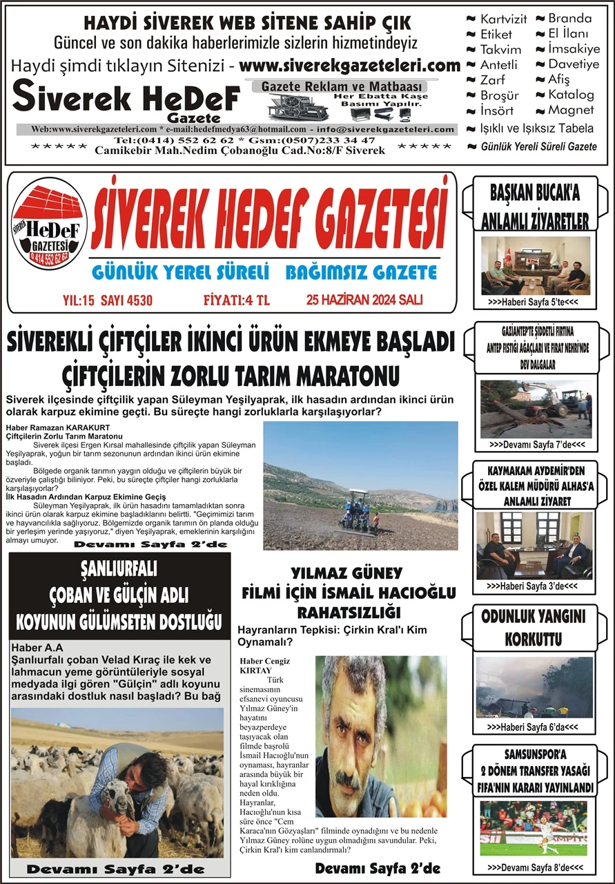 25.06.2024 Tarihli Gazetemiz