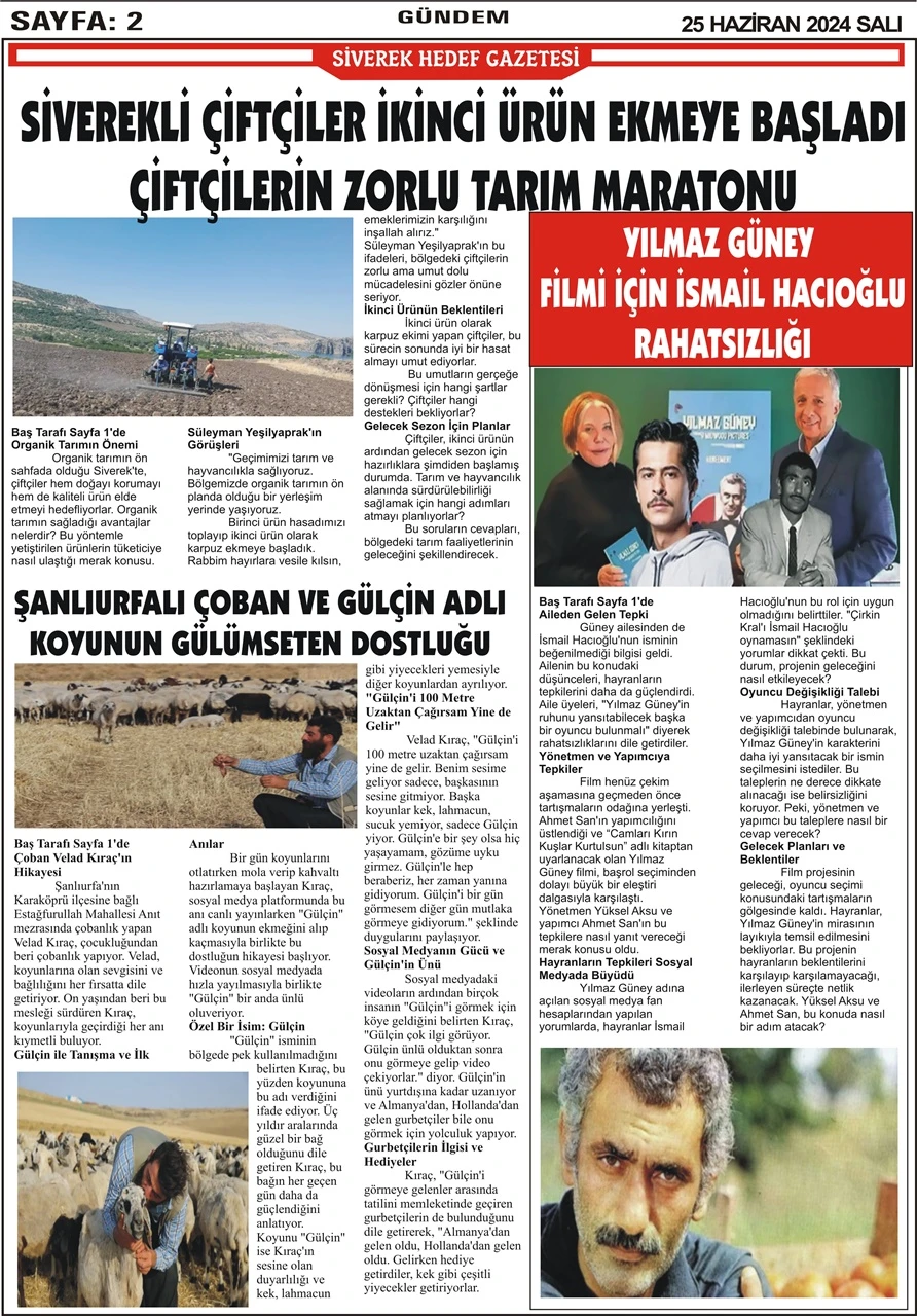 25.06.2024 Tarihli Gazetemiz