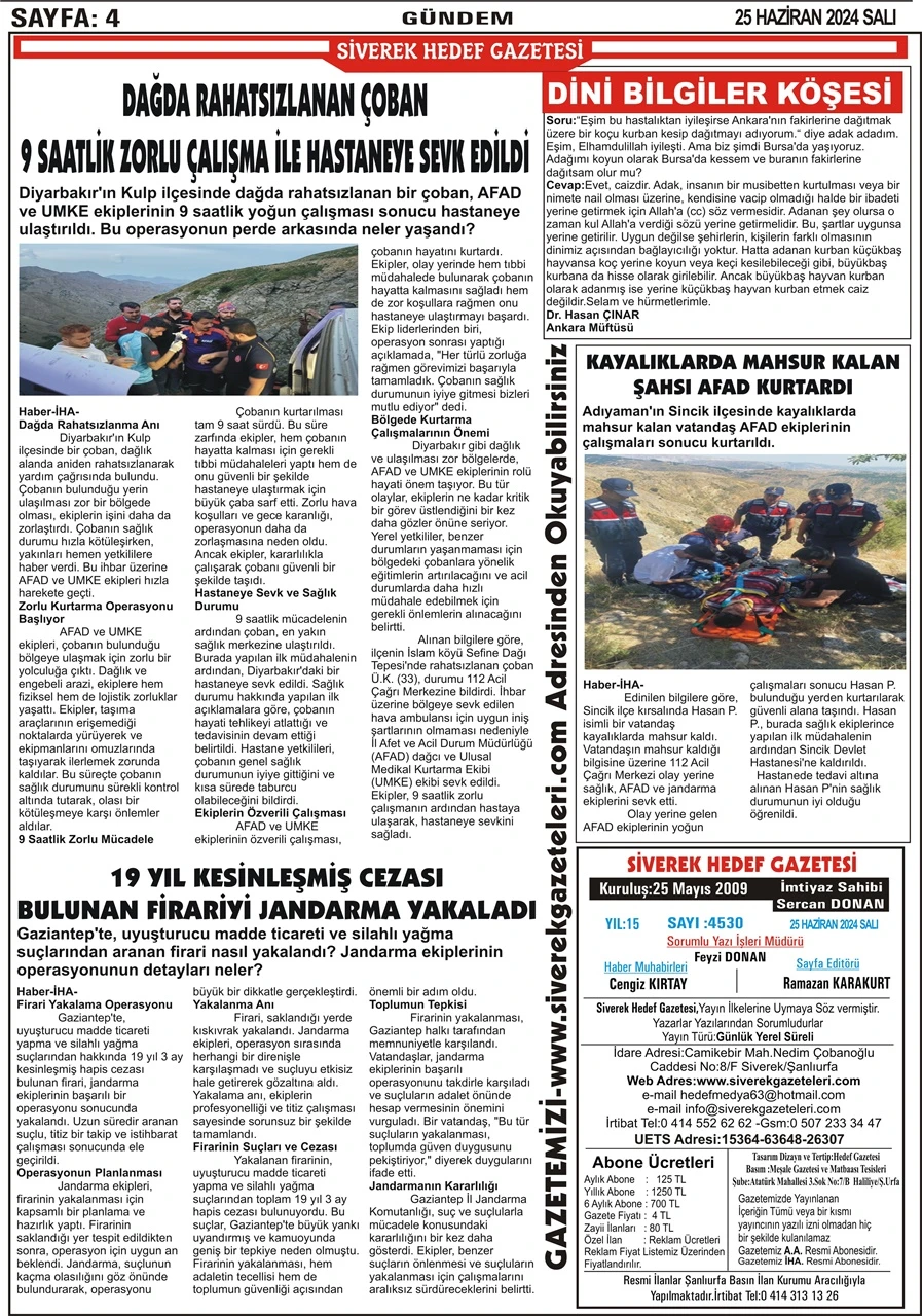 25.06.2024 Tarihli Gazetemiz