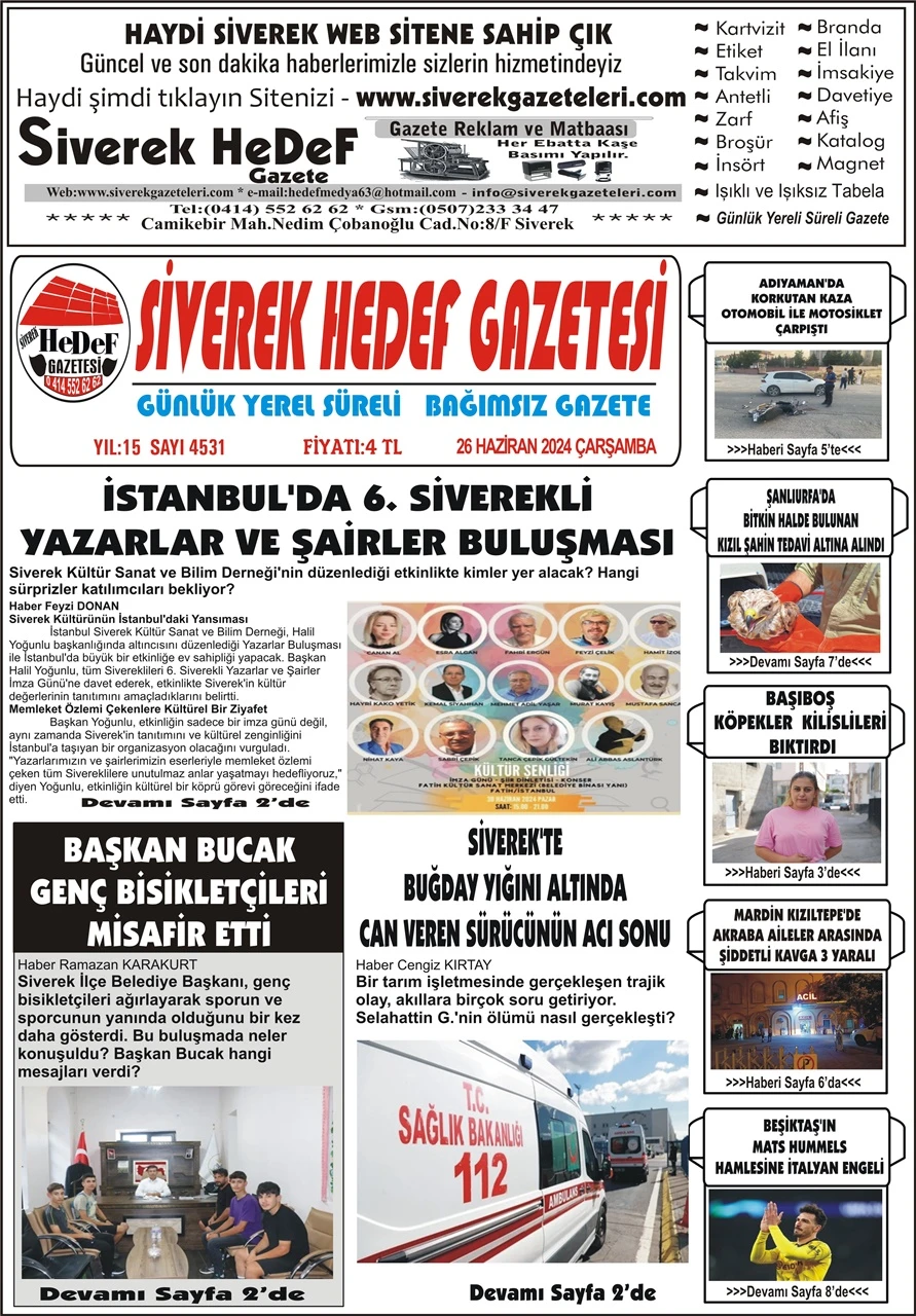 26.06.2024 Tarihli Gazetemiz