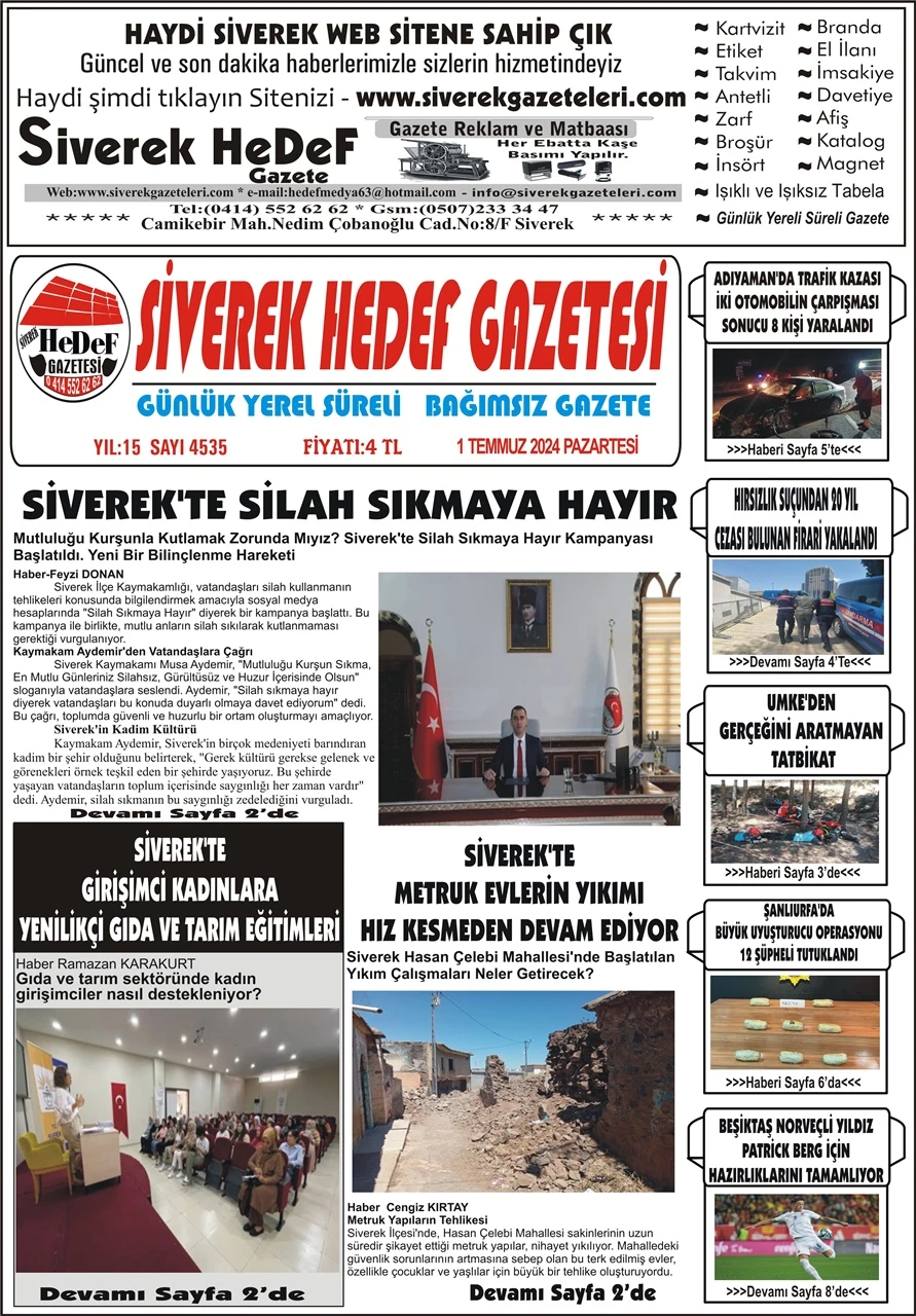 1.07.2024 Tarihli Gazetemiz