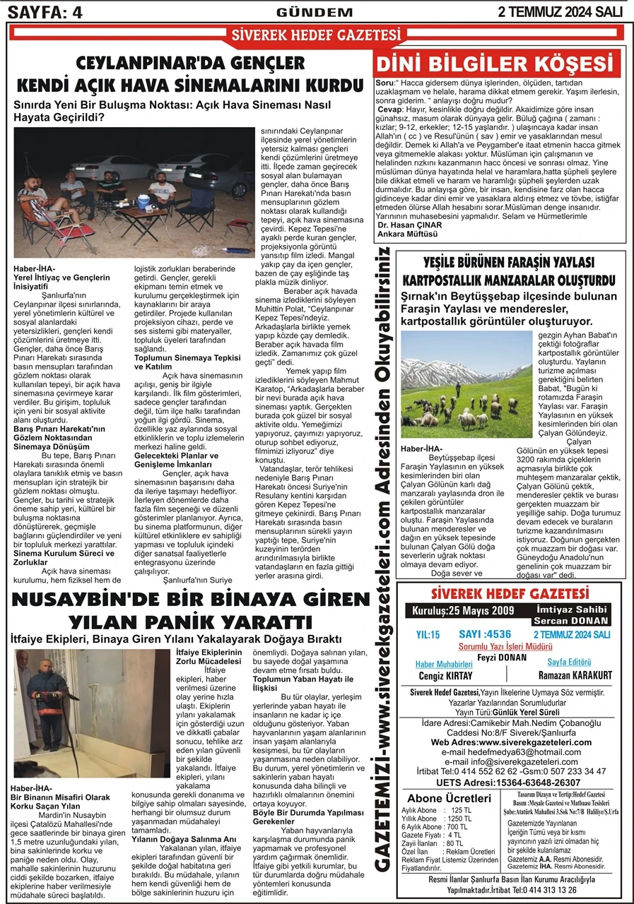 2.07.2024 Tarihli Gazetemiz