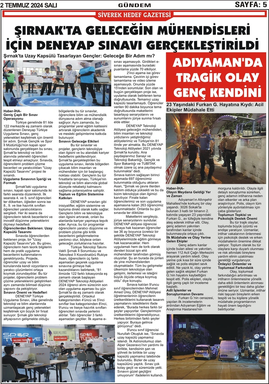 2.07.2024 Tarihli Gazetemiz