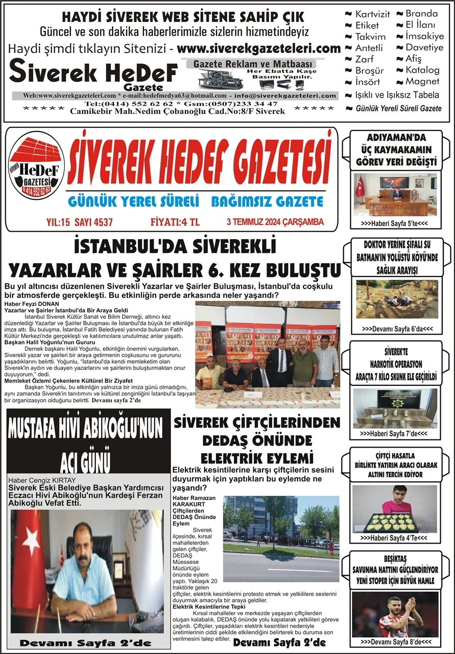 3.07.2024 Tarihli Gazetemiz 