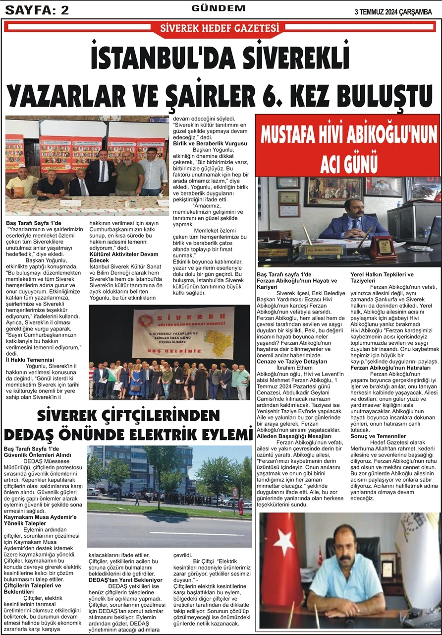 3.07.2024 Tarihli Gazetemiz 