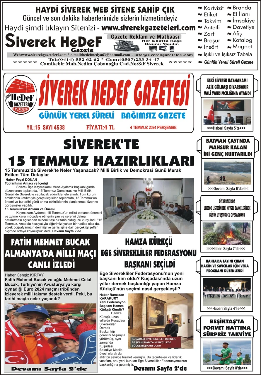 4.07.2024 Tarihli Gazetemiz