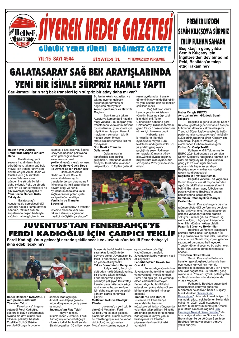 11.07.2024 Tarihli Gazetemiz